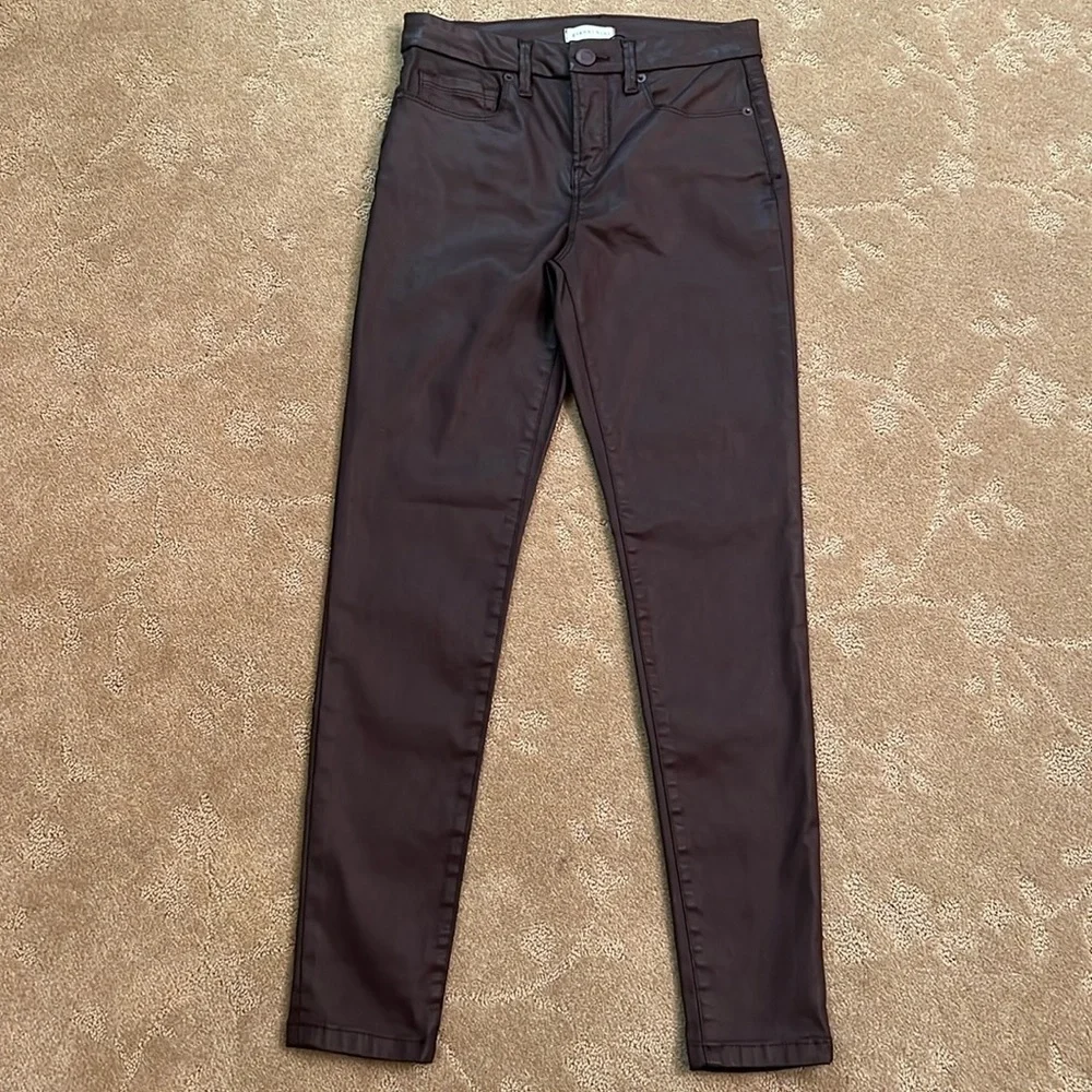 NWT Gianni Bini Tori Skinny Leg Mid Rise Coated Denim Jeans Sz 25